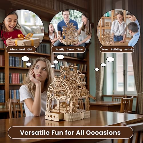 3D Wooden Puzzles for Adults: 3D Puzzle Light-Up Ferris Wheel with Music Box - 222psc Wooden Puzzles Model Building Kits Fun Gifts for Adult with Storage Box - Hobbies for Men Women（Large）