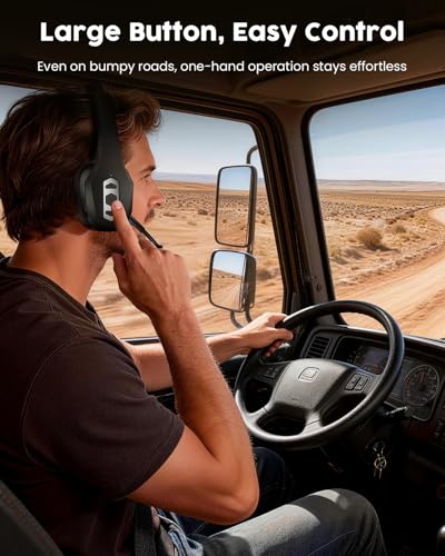 Trucker Bluetooth Headset with Charging Base, Wireless Hands-Free Headset with Noise Canceling Mic & Mute Button, 56Hrs Working Time PC Headsets for Cell Phones, Computer, Truck Driver - color: BLACK