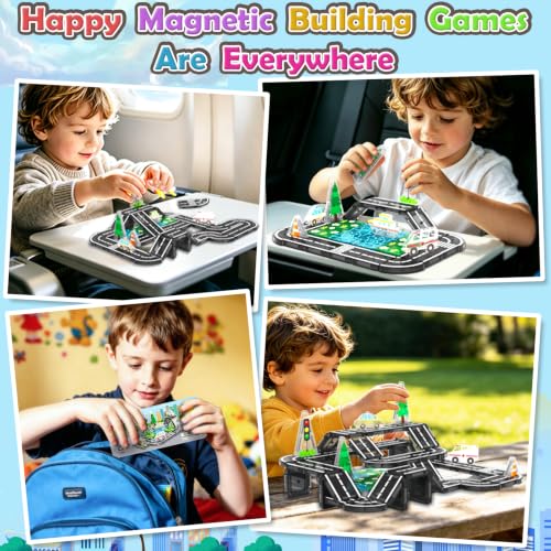 Road Mini Magnetic Tiles with Case Travel Toys for 3+ Year Old Boys Girls - color: Color-21