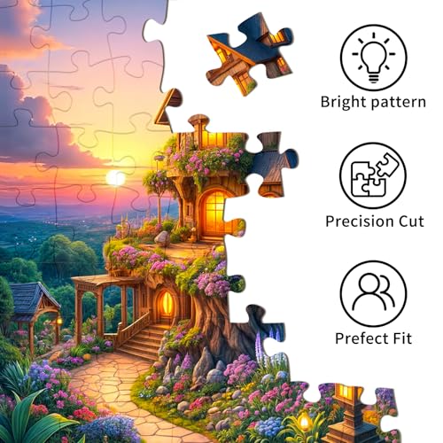 Puzzles for Adults 1000 Pieces, Jigsaw Puzzle for Adults, Fun Challenging Puzzle, Fairytale Tree House Puzzles, Interlock Perfectly No Dust, Gifts for Friends Teacher Father's Day - color: Magic Tree House
