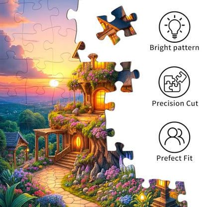 Puzzles for Adults 1000 Pieces, Jigsaw Puzzle for Adults, Fun Challenging Puzzle, Fairytale Tree House Puzzles, Interlock Perfectly No Dust, Gifts for Friends Teacher Father's Day - color: Magic Tree House