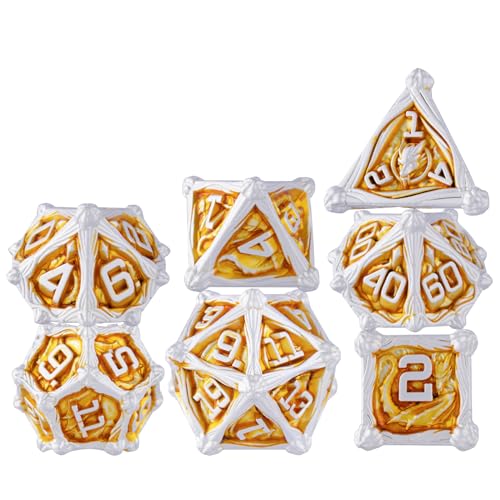 Surpass DND dice Set D&D dice Metal Role Playing Metal Polyhedral Dice for Dungeons and Dragons RPG dice Set MTG dice Dungeons and Dragons Gifts (Yellow) - color: Yellow