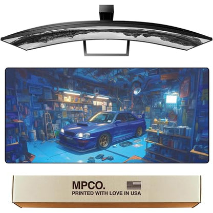 Manga Motors Large Gaming Desk Pad - 36" x 17" Duraglyde Fabric Sakuras-Subaru Desk Mats - Non-Slip, Washable, Smooth Glide for Precision Gaming & Work | Manga Motors, Durable Surface, Washable Fabric, Smooth Glide, Stable Grip, Large Keyboard and Mouse P