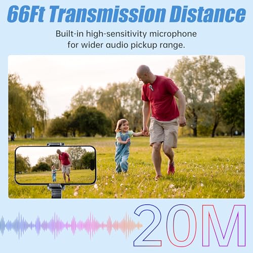 Wireless Lavalier Microphone for iPhone, Mini Mic with LED Display, Plug and Play, Noise Reduction, Phone Microphone for Video Recording, Podcast, YouTube, TikTok (Mic2)