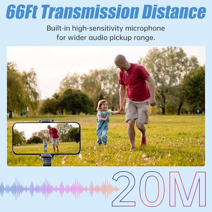 Wireless Lavalier Microphone for iPhone, Mini Mic with LED Display, Plug and Play, Noise Reduction, Phone Microphone for Video Recording, Podcast, YouTube, TikTok (Mic2)