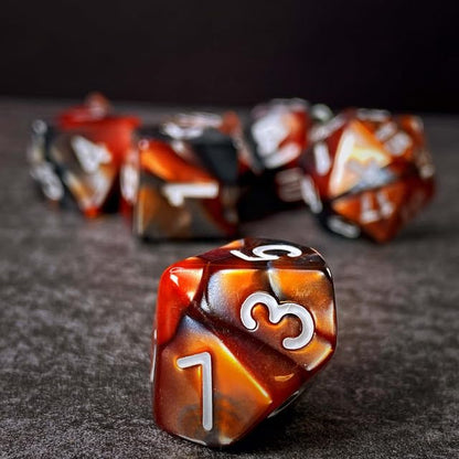 Sage’s Portal Stones DND Dice Set Acrylic Opaque 7-PC Polyhedral DND Dice Set for Dungeons and Dragons D&D Sage’s Cantrips RPG Tabletop TTRPG (Copper/Mica) - color: Copper/Mica/Silver