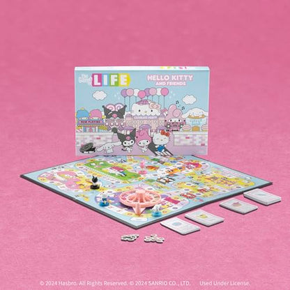 The Game of Life: Hello Kitty and Friends Board Game, Collect Apples and Buy Bows on The Way to The Ultimate Party, Play as Hello Kitty, Kuromi, & More, Officially Licensed Collectible & Merchandise