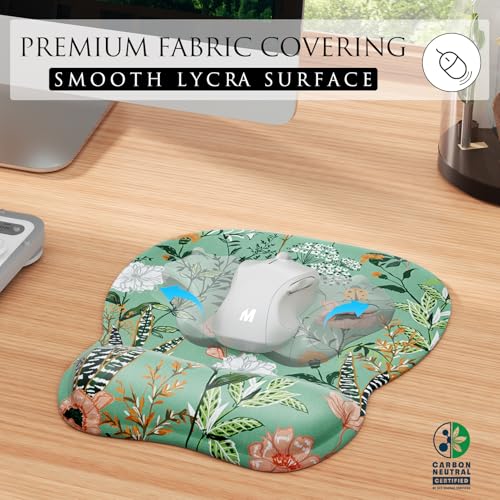 MROCO Ergonomic Mouse Pad Gel Wrist Rest, 9.4 x 8.1 in, Garden Whispers | Ergonomic Shape Design, Multiple Pattern Options, Gel Wrist Comfort, Smooth Lycra Surface, Non-Slip PU Base - color: Garden Whispers