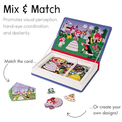 Janod MagnetiBook 63 pc Magnetic Princess Costumes Dress Up Game - Ages 3+ - J02725 - style: Princess Costumes