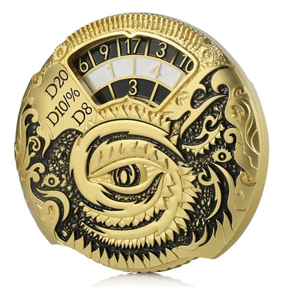 Dragon Roulette Spinner Dice DNDND 7-in-1 Fidget Spinner Metal DND Dice Set with Luxurious Gift Box for Dungeons and Dragon and Tabletop Game (Gold with Black) - color: Dragon Gold