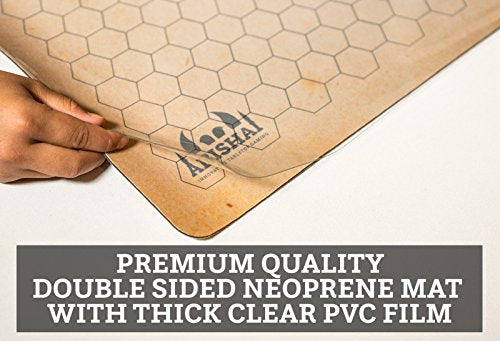 RPG Battle Grid Mat - 24" x 36" High Quality Double Sided Neoprene Mat Plus Dry Erase PVC Film - Table Top Role Playing Map - DND Role Play - Dungeons and Dragons Maps Tiles - Tabletop Gaming Mat