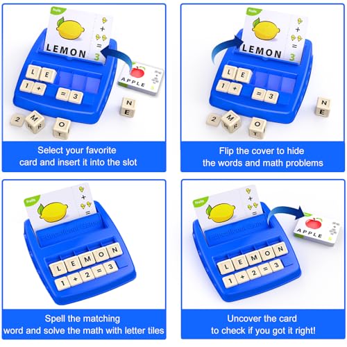 Educational Toys Learning Games for Kids 3-8, Matching Letter Spelling Early Math Game for Preschool& Kindergarten Kids Boys and Girls ，Christmas Birthday Gift for 4 5 6 7 Boys Girls（Navy Blue） - color: Navy Blue