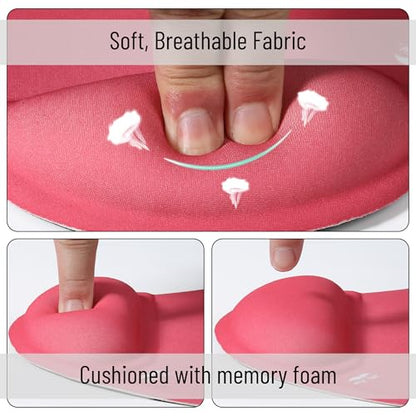 Mr. Pen- Ergonomic Mouse Pad with Wrist Rest | Red Breathable Fabric with Memory Foam Cushion, Non-Slip Rubber Base, Gel Mouse Pad with Wrist Support - color: Red