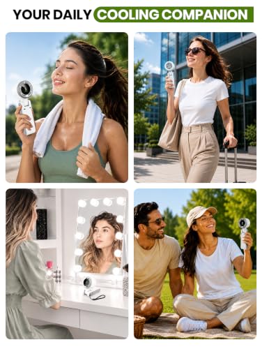 EcoNour Portable Handheld Fan - 5 Gear High Speed 13550 RPM Rechargeable Mini Personal Hand Fans that Blow Cold Air, Battery Powered Travel Fan Essentials, for Women, Men - White - color: white