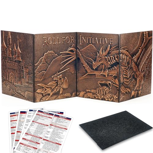 DND DM Screen 5e, D&D Dungeon Master Screen 3D Faux Leather 4 Panel Game Master Screen with Customizable Inserts - Dungeons and Dragons GM RPG Accessories Gift for Men or Women