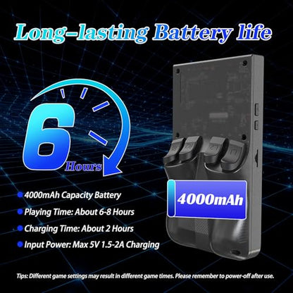 R36MAX 4000mAh Portable Rechargeable Handheld Retro Game Console,Handheld Retro Game Console with 64G TF Car,4.0-inch Screen,Feminine+Masculine Colors Easy Install for Travelers,Black - color: Shining Black