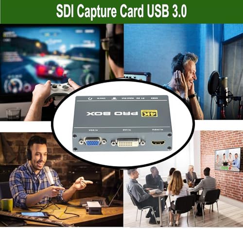 4K DVI Video Capture Card, VGA Video Capture, 4K60 DVI to USB 1080P60 Video Capture with HDMI Loopout Compatible with Windows, Linux, Android and MAC OS