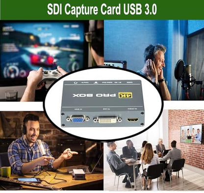 4K DVI Video Capture Card, VGA Video Capture, 4K60 DVI to USB 1080P60 Video Capture with HDMI Loopout Compatible with Windows, Linux, Android and MAC OS