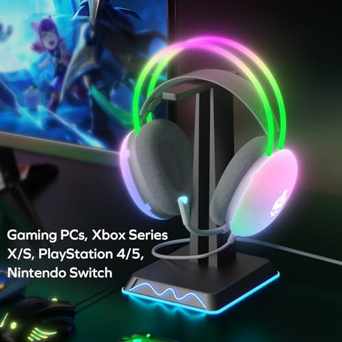 GAME PUNK Nova Light RGB Gaming Headset with Mic – Wired Over-Ear Headphones for PC, Xbox Series X/S, PS5/PS4, Nintendo Switch – USB-A & 3.5mm, Passive Noise Cancelling