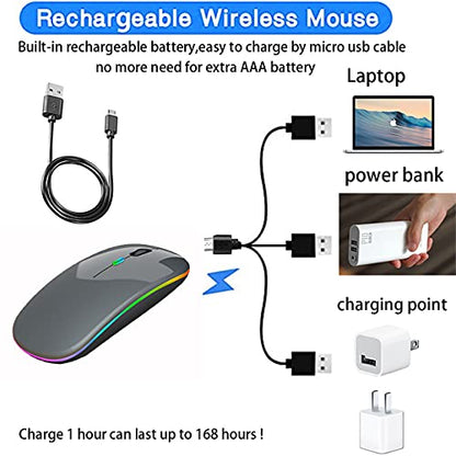 PEIBO Bluetooth Wireless Mouse for Laptop mac MacBook ipad MacBook air MacBook pro pc Desktop Computer Windows Chromebook Notebook (Gray Black) - color: gray black