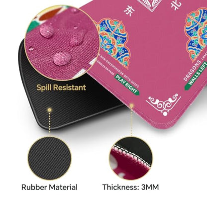 Mahjong Mat 32.4” x 32.4”, 3mm Thick Non-Slip Rubber Back Mahjong Table Mat, Noise Reduction Waterproof Mahjong Game Mat for Table, Mahjong Tile Mat for Cards, Dominoes & Board Games (Pink2) - color: Pink2