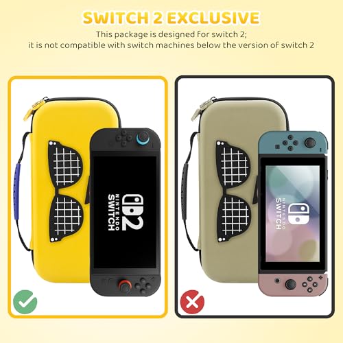 GLDRAM Yellow Travel Carrying Case for Nintendo Switch 2 | Shockproof & Portable Storage Case Hard Shell Single Bag with 12 Game Card Slots - color: Yellow