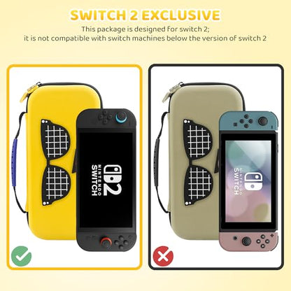 GLDRAM Yellow Travel Carrying Case for Nintendo Switch 2 | Shockproof & Portable Storage Case Hard Shell Single Bag with 12 Game Card Slots - color: Yellow