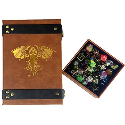 Fantasydice Book-Shaped Gold/Purple Cthulhu Tome Rolling Magic Book Tray for All Tabletop RPGs Like D&D, Call of Cthulhu, Shadowrun. - color: Gold / Purple