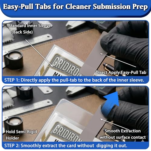 DEDC Card Grading Kit Mailer Set Submission with 25 Semi Rigid Holders 200 Card Sleeves Air Blower Bubble Wrap Gloves Cleaning Cloth for Collectible Card Shipping and Protection (1-Set- BGS) - size: 1-set- BGS