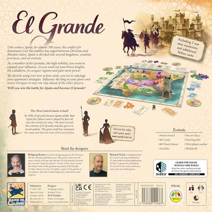 Hans im Glück El Grande Board Game - Engage in Medieval Intrigue in 15th Century Spain! Area Control Strategy Game for Kids & Adults, Ages 12+, 2-5 Players, 90 Min Playtime