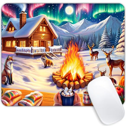 Square Mouse Pad Christmas Bonfire,Gaming Mouse Pads for Desk,Soft Computer Waterproof Non-Slip Mouse Mat - color: Christmas bonfire