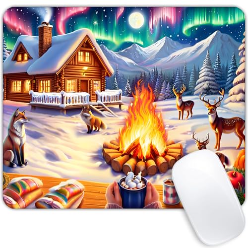 Square Mouse Pad Christmas Bonfire,Gaming Mouse Pads for Desk,Soft Computer Waterproof Non-Slip Mouse Mat - color: Christmas bonfire