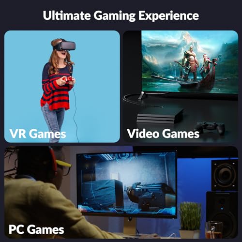 HDMI Cable [Ultra High Speed HDMI HDMI 2.1 Cable 8K@60Hz | 4K@120Hz, 6.5ft Durable Braided Short HDMI Cord for Gaming Xbox, PS 4/5, Steam Deck, etc -Bandwidth Capability 48Gbps - size: 8K | 6.5ft