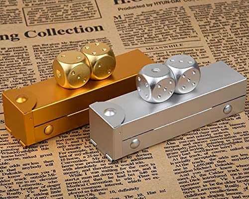 DS.DISTINCTIVE STYLE Aluminum Alloy Dice 5 Pieces 16mm Portable Metal Dices with Case 6 Sided Dice for Party Game - color: Gold, style: Rectangle
