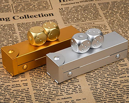 DS.DISTINCTIVE STYLE Aluminum Alloy Dice 5 Pieces 16mm Portable Metal Dices with Case 6 Sided Dice for Party Game - color: Gold, style: Rectangle