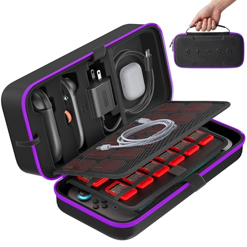 OIVO Carrying Case Compatible with 2025 Nintendo Switch, Portable Switch 2 Travel Carry Case Fit for Joy-Con 2 & Adapter, Hard Shell Protective Pouch Bag with 24 Game Slots, Purple - color: Purple, size: 2025 inches
