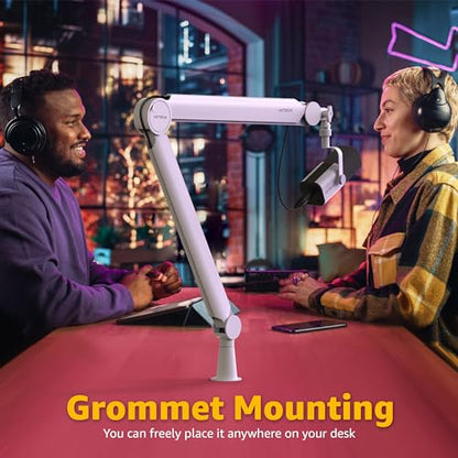 Mic Arm White Premium Boom Arm 360° Rotatable Microphone Arm Stand with Desk Mount Fully Adjustable Sturdy and Universal VALIANT WHITE Model - color: 4 VALIANT WHITE