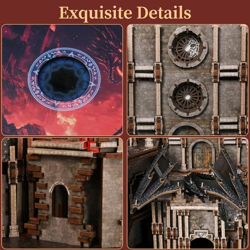 MiniCity Book Nook Kits for Adults - Book Nook Kit Bookshelf Decor DIY Miniature House Kit for Bookshelf - Craft Kits for Adults Booknook Model Kits Tiny House Arts and Crafts (Ember Castle) | 596-piece wood/paper/plastic kit with LED and dust cover; glue