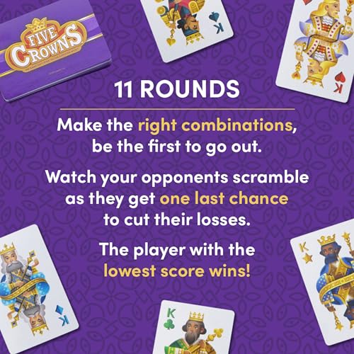 Five Crowns Collectible Tin – Card Game for Kids and Adults, Family Game Night, The Game isn’t Over Until the Kings Go Wild, 5 Suited Rummy Style Card Game, 1-7 Players, Ages 8+ - style: Five Crowns