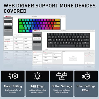 Redragon K617 HE Rapid Trigger Gaming Keyboard, 60% 61 Keys Wired Mechanical Keyboard w/Adjustable Hyper-Fast Actuation, Dedicated Hall Effect Magnetic Switch, PBT Gradient Keycap Strap Version - color: Gradient + Strap (HE Version)