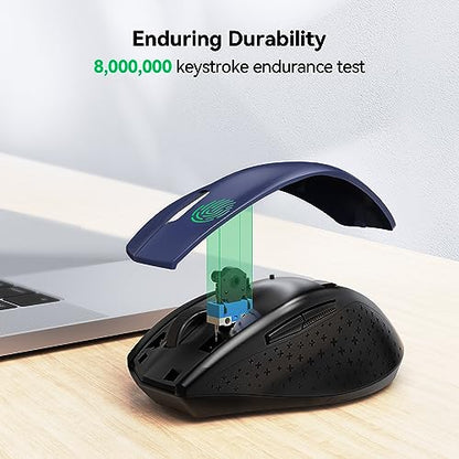 TECKNET 2.4G Wireless Mouse, 4800 DPI Ergonomic Computer Mouse, USB, Blue | Mouse for Laptop with USB Receiver, 6 Adjustable DPI, Quiet Click, 30-Month Battery, 6 Button, Portable for PC Chromebook Mac - color: Blue