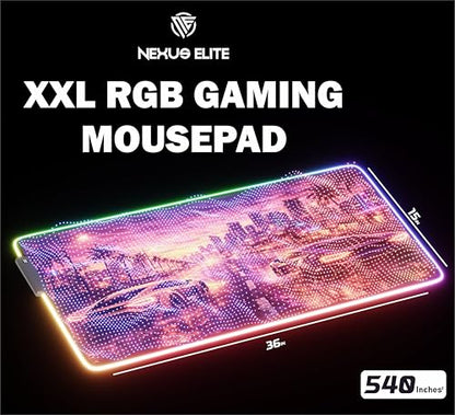 RGB Gaming Mouse Pad Large Extended Desk Mat 35.4x15.7in XXL XXXL Mousepad LED Light Up Keyboard Mat PC Gamer Desk Pad Gaming Accessories Extra Big Mouse Mats for Desk - Sunway Velocity - color: Sunset Velocity