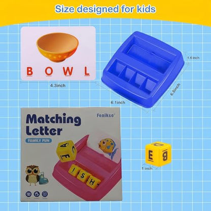 Fenikso Matching Letter Game, Alphabet Spelling & Reading Words, Objects & Color Recognition, Early Learning Educational Toy for Preschool & Kindergarten Kids Over 3-8 Years Old, Best Gifts - color: Blue