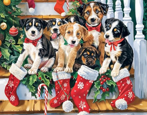 Christmas Puzzle 100 Piece Puzzles for Kids, Christmas Dogs Puzzle 100 Pieces Christmas Puppies Puzzle 100 Piece Puzzles for Adults Christmas Puzzle Puppies Puzzles for Kids Ages 6-10 Brain Teaser - color: Christmas Dogs