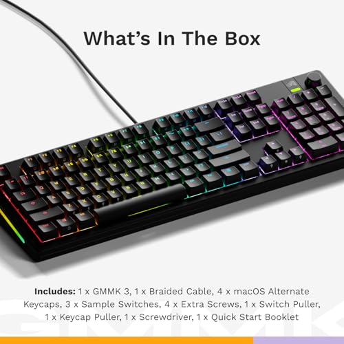 Glorious Gaming - GMMK 3 Custom Mechanical Gaming Full Size Keyboard with Knob, Modular Gasket System, Doubleshot PBT Keycaps, Aluminum Switch Plate, Hotswappable Switches, ANSI (Black) (Renewed)
