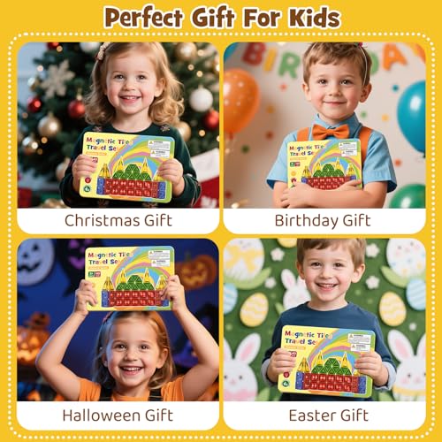 Mini Magnetic Tiles for Kids Travel: 40PCS Portable Building Blocks | Metal Storage Box & Visual Guide for 1-Minute Cleanup - Diamond Sparkle STEM Travel Toys for Toddlers Boys Girls Age 3-8 - style: Diamond Texture Mini Magnetic Tiles - 40 PCS