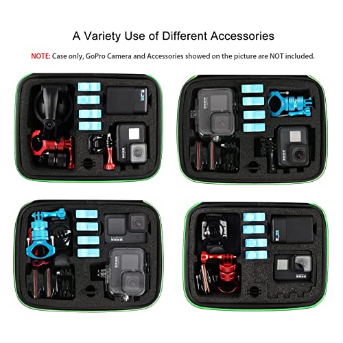 HSU Protective Carrying Case Compatible with Go Pro Hero | 13, 12, 11, 10, 9, 8, 7, 6, 5 and Accessories, Light and Medium Security Bag, Compact and Safe Action Camera Travel Storage - color: Green