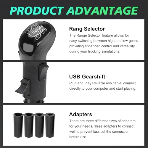 CNSPEED USB Truck Simulator Shifter, Gearshift Knob for ATS & ETS2 Games, PC Sim Racing Shifter Compatible with Logitech G29 G25 G27 G920 Thrustmaster TH8A and Fanatec SQ