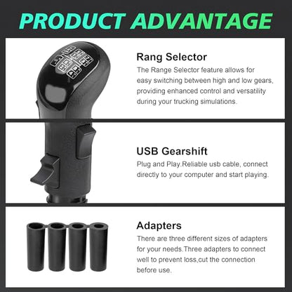 CNSPEED USB Truck Simulator Shifter, Gearshift Knob for ATS & ETS2 Games, PC Sim Racing Shifter Compatible with Logitech G29 G25 G27 G920 Thrustmaster TH8A and Fanatec SQ