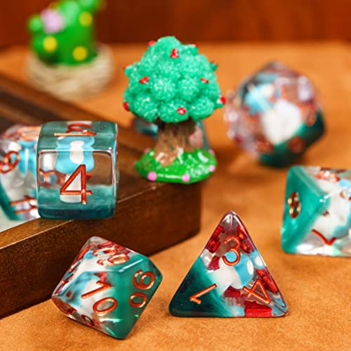 UDIXI Mushroom DND Dice, Cyan Mushroom Dice Set for D&D Role Playing Games | Velvet Storage Bag, DM Gift, for Dungeons and Dragons Tabletop Games Board Games - color: Mushroom Blue